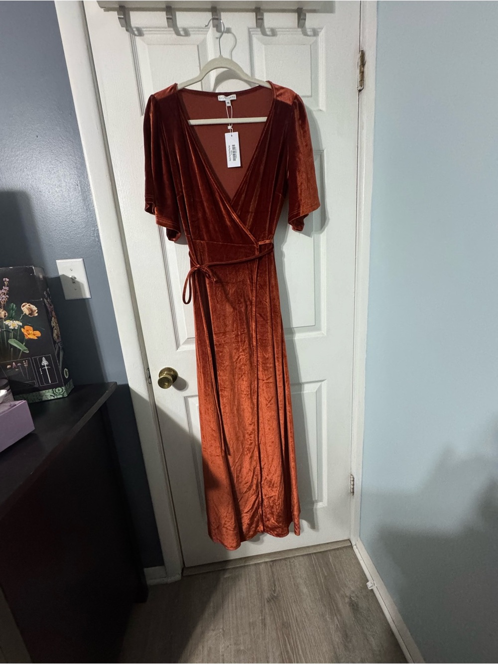 Baltic Born Rust Velvet Wrap Maxi Gown